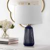 SAFAVIEH Lighting Collection Sawyer Modern Navy Blue Ceramic 24-inch Bedroom Living Room Home Office Desk Nightstand Table Lamp (LED Bulb Included)(Navy Blue)