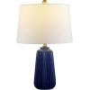 SAFAVIEH Lighting Collection Sawyer Modern Navy Blue Ceramic 24-inch Bedroom Living Room Home Office Desk Nightstand Table Lamp (LED Bulb Included)(Navy Blue)