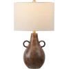 SAFAVIEH Lighting Collection Shiloh Antique Brown/Brass Ceramic 25-inch Table Lamp (LED Bulb Included)