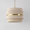 SAFAVIEH Lighting Collection Willia Bleached Natural/Brass Gold 3-light Adjustable Hanging Pendant Ceiling Light Fixture for Kitchen Dining Room (LED Bulbs Included)