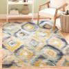 SAFAVIEH Monaco Collection Area Rug – 5’1″ x 7’7″, Multi, Ogee Trellis Watercolor Distressed Design, Non-Shedding & Easy Care, Ideal for High Traffic Areas in Living Room, Bedroom (MNC242F)(Blue/Multi)