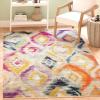 SAFAVIEH Monaco Collection Area Rug – 5’1″ x 7’7″, Multi, Ogee Trellis Watercolor Distressed Design, Non-Shedding & Easy Care, Ideal for High Traffic Areas in Living Room, Bedroom (MNC242F)(Multi Color)