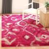 SAFAVIEH Monaco Collection Area Rug – 5’1″ x 7’7″, Multi, Ogee Trellis Watercolor Distressed Design, Non-Shedding & Easy Care, Ideal for High Traffic Areas in Living Room, Bedroom (MNC242F)(Fuchsia/Cream)