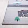 SAFAVIEH Washable Rug Kids Playhouse Collection – 3’3″ x 5’3″, Grey & Blue, Slip Resistant & Easy to Clean, Ideal for Kids Room, Playroom, Nursery, Boys & Girls Room (KPH226F)(Grey/Pink)