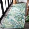 SAFAVIEH Washable Rug Outdoor Barbados Collection – 8′ x 10’5″, Green & Teal, Non-Shedding & Easy to Clean, Ideal for Patio, Backyard, Mudroom (BAR592X)(Green/Teal)