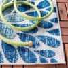 SAFAVIEH Washable Rug Outdoor Cabana Collection – 4′ Square, Cream & Red, Non-Shedding & Easy to Clean, Ideal for Patio, Backyard, Mudroom (CBN832A)(Grey/Blue)