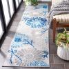 SAFAVIEH Washable Rug Outdoor Cabana Collection – 4′ Square, Cream & Red, Non-Shedding & Easy to Clean, Ideal for Patio, Backyard, Mudroom (CBN832A)(Grey/Blue)