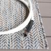 SAFAVIEH Washable Rug Outdoor Courtyard Collection – 10′ Square, Black & Beige, Non-Shedding & Easy Cleaning, Ideal for Patio, Backyard, Mudroom (CY8022-36621)(Ivory Blue/Beige)