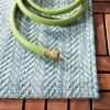 SAFAVIEH Washable Rug Outdoor Courtyard Collection – 10′ Square, Black & Beige, Non-Shedding & Easy Cleaning, Ideal for Patio, Backyard, Mudroom (CY8022-36621)(Aqua/Grey)