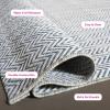 SAFAVIEH Washable Rug Outdoor Courtyard Collection – 10′ Square, Black & Beige, Non-Shedding & Easy Cleaning, Ideal for Patio, Backyard, Mudroom (CY8022-36621)(Grey/Navy)