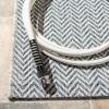 SAFAVIEH Washable Rug Outdoor Courtyard Collection – 10′ Square, Black & Beige, Non-Shedding & Easy Cleaning, Ideal for Patio, Backyard, Mudroom (CY8022-36621)(Grey/Navy)