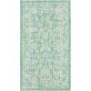 SAFAVIEH Washable Rug Outdoor Courtyard Collection – 9′ x 12′, Aqua Blue & Grey, Non-Shedding & Easy Cleaning, Ideal for Patio, Backyard, Mudroom (CY8680-37121)(Green/Ivory)