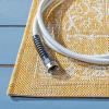 SAFAVIEH Washable Rug Outdoor Courtyard Collection – 9′ x 12′, Aqua Blue & Grey, Non-Shedding & Easy Cleaning, Ideal for Patio, Backyard, Mudroom (CY8680-37121)(Gold/Ivory)