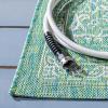 SAFAVIEH Washable Rug Outdoor Courtyard Collection – 9′ x 12′, Aqua Blue & Grey, Non-Shedding & Easy Cleaning, Ideal for Patio, Backyard, Mudroom (CY8680-37121)(Aqua/Grey)