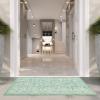 SAFAVIEH Washable Rug Outdoor Courtyard Collection – 9′ x 12′, Aqua Blue & Grey, Non-Shedding & Easy Cleaning, Ideal for Patio, Backyard, Mudroom (CY8680-37121)(Green/Ivory)