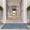 SAFAVIEH Washable Rug Outdoor Courtyard Collection – 9′ x 12′, Aqua Blue & Grey, Non-Shedding & Easy Cleaning, Ideal for Patio, Backyard, Mudroom (CY8680-37121)(Navy/Ivory)