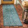 SAFAVIEH Washable Rug Outdoor Courtyard Collection – 9′ x 12′, Aqua Blue & Grey, Non-Shedding & Easy Cleaning, Ideal for Patio, Backyard, Mudroom (CY8680-37121)(Turquoise)