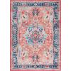 SAFAVIEH Washable Rug Riviera Collection – 5’5″ x 7’7″, Light Blue & Red, Slip Resistant & Easy to Clean, Ideal for Living Room, Bedroom, Office, Kids Playroom, Dining Space (RIV182J)(Navy/Red)