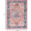 SAFAVIEH Washable Rug Riviera Collection – 5’5″ x 7’7″, Light Blue & Red, Slip Resistant & Easy to Clean, Ideal for Living Room, Bedroom, Office, Kids Playroom, Dining Space (RIV182J)(Navy/Red)