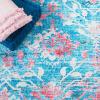 SAFAVIEH Washable Rug Riviera Collection – 6’7″ Square, Orange & Light Blue, Slip Resistant & Easy to Clean, Ideal for Living Room, Bedroom, Office, Kids Playroom, Dining Space (RIV117P)(Light Blue/Pink)