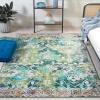 SAFAVIEH Washable Rug Riviera Collection – 6’7″ Square, Orange & Light Blue, Slip Resistant & Easy to Clean, Ideal for Living Room, Bedroom, Office, Kids Playroom, Dining Space (RIV117P)(Green/Light Blue)