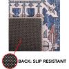SAFAVIEH Washable Rug Tucson Collection – 6′ x 9′, Dark Sage & Ivory, Slip Resistant & Easy to Clean, Ideal for Living Room, Bedroom, Dining Space (TSN102F)(Grey Blue / Rust Multicolor)