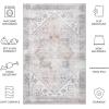 SAFAVIEH Washable Rug Tucson Collection – 6′ x 9′, Dark Sage & Ivory, Slip Resistant & Easy to Clean, Ideal for Living Room, Bedroom, Dining Space (TSN102F)(Beige/Grey)