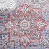 SAFAVIEH Washable Rug Tucson Collection – 6′ x 9′, Dark Sage & Ivory, Slip Resistant & Easy to Clean, Ideal for Living Room, Bedroom, Dining Space (TSN102F)(Grey Blue/Rust)