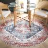 SAFAVIEH Washable Rug Tucson Collection – 6′ x 9′, Dark Sage & Ivory, Slip Resistant & Easy to Clean, Ideal for Living Room, Bedroom, Dining Space (TSN102F)(Blue/Red)