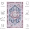 SAFAVIEH Washable Rug Tucson Collection – 6′ x 9′, Dark Sage & Ivory, Slip Resistant & Easy to Clean, Ideal for Living Room, Bedroom, Dining Space (TSN102F)(Grey Blue / Rust Multicolor)
