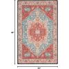 SAFAVIEH Washable Rug Tucson Collection – 8′ x 10′, Aqua & Rust, Slip Resistant & Easy to Clean, Ideal for Living Room, Bedroom, Dining Space (TSN150J)(Aqua/Rust)