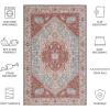 SAFAVIEH Washable Rug Tucson Collection – 8′ x 10′, Aqua & Rust, Slip Resistant & Easy to Clean, Ideal for Living Room, Bedroom, Dining Space (TSN150J)(Aqua/Rust)