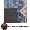 SAFAVIEH Washable Rug Tucson Collection – 8′ x 10′, Blue & Rust, Slip Resistant & Easy to Clean, Ideal for Living Room, Bedroom, Dining Space (TSN110M)(Blue/Rust)