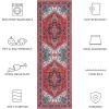 SAFAVIEH Washable Rug Tucson Collection – 8′ x 10′, Red & Navy, Slip Resistant & Easy to Clean, Ideal for Living Room, Bedroom, Dining Space (TSN101S)(Red/Blue)