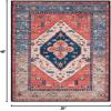 SAFAVIEH Washable Rug Tucson Collection – 8′ x 10′, Rust & Blue, Slip Resistant & Easy to Clean, Ideal for Living Room, Bedroom, Dining Space (TSN153P)(Rust/Blue)