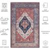 SAFAVIEH Washable Rug Tucson Collection – 8′ x 10′, Rust & Blue, Slip Resistant & Easy to Clean, Ideal for Living Room, Bedroom, Dining Space (TSN153P)(Rust/Blue)