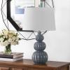 Safavieh Lighting Collection Corina White Triple Gourd Ceramic 26-inch Bedroom Living Room Home Office Desk Nightstand Table Lamp (LED Bulb Included)(Gray)