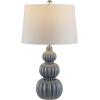 Safavieh Lighting Collection Corina White Triple Gourd Ceramic 26-inch Bedroom Living Room Home Office Desk Nightstand Table Lamp (LED Bulb Included)(Gray)
