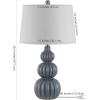 Safavieh Lighting Collection Corina White Triple Gourd Ceramic 26-inch Bedroom Living Room Home Office Desk Nightstand Table Lamp (LED Bulb Included)(Gray)