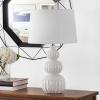 Safavieh Lighting Collection Corina White Triple Gourd Ceramic 26-inch Bedroom Living Room Home Office Desk Nightstand Table Lamp (LED Bulb Included)(White)