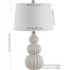 Safavieh Lighting Collection Corina White Triple Gourd Ceramic 26-inch Bedroom Living Room Home Office Desk Nightstand Table Lamp (LED Bulb Included)(White)