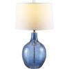 Safavieh Lighting Collection Nadine Blue Glass 26-inch Bedroom Living Room Home Office Desk Nightstand Table Lamp (LED Bulb Included)(Blue)
