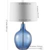 Safavieh Lighting Collection Nadine Blue Glass 26-inch Bedroom Living Room Home Office Desk Nightstand Table Lamp (LED Bulb Included)(Blue)