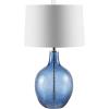 Safavieh Lighting Collection Nadine Blue Glass 26-inch Bedroom Living Room Home Office Desk Nightstand Table Lamp (LED Bulb Included)(Blue)