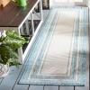 SAFAVIEH Courtyard Collection 8′ x 10′ Natural / Black CY8475 Indoor/ Outdoor Patio Backyard Mudroom Area Rug(Ivory/Aqua)