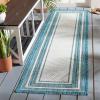 SAFAVIEH Courtyard Collection 8′ x 10′ Natural / Black CY8475 Indoor/ Outdoor Patio Backyard Mudroom Area Rug(Ivory/Teal)
