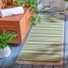 SAFAVIEH Courtyard Collection 8′ x 11′ Beige/Sweet Pea CY6062 Stripe Indoor/ Outdoor Waterproof Easy-Cleaning Patio Backyard Mudroom Area-Rug(Green/Beige)