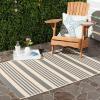 SAFAVIEH Courtyard Collection 8′ x 11′ Beige/Sweet Pea CY6062 Stripe Indoor/ Outdoor Waterproof Easy-Cleaning Patio Backyard Mudroom Area-Rug(Grey / Bone)