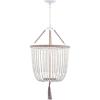 SAFAVIEH Lighting Collection – Angie Boho Farmhouse Cream 3-Light Beaded Adjustable Hanging Pendant Chandelier with Tassel, LED Bulbs Included (LIT4476A)(Cream)