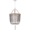 SAFAVIEH Lighting Collection – Angie Boho Farmhouse Cream 3-Light Beaded Adjustable Hanging Pendant Chandelier with Tassel, LED Bulbs Included (LIT4476A)(Gray)